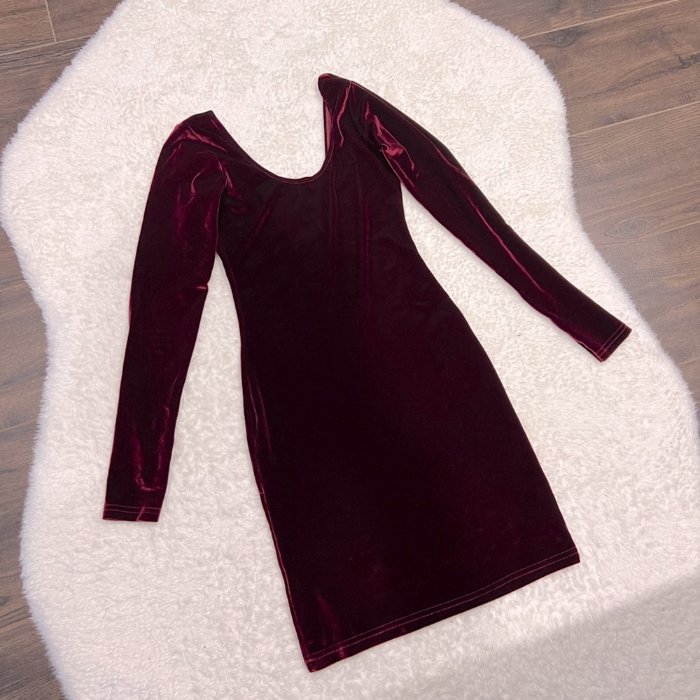 American apparel Velvet Dark Magenta Red Bodycon mini dress